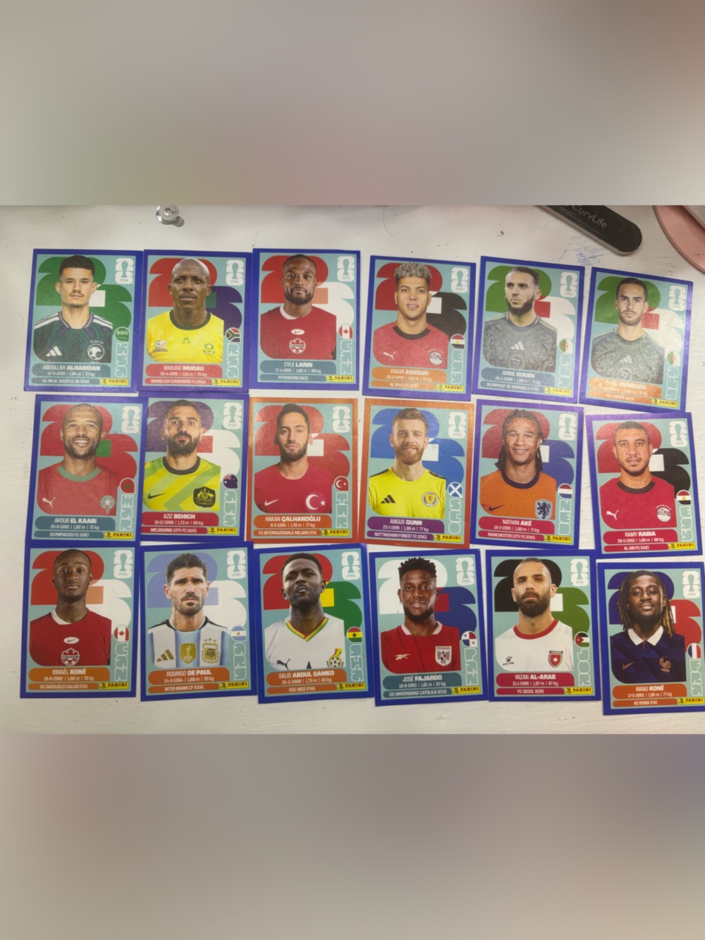 Panini Kids Toys Soccer Player Sticker Collection with Blue, Red, Green Accents